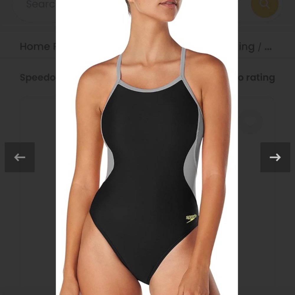 Speedo Women's Black and Gray One Piece Swimsuit